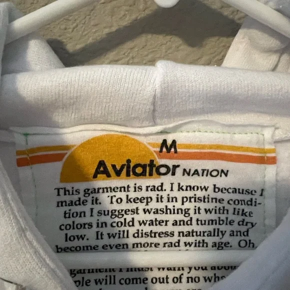 Rare White pullover aviator nation hoodie size medium. Only worn once!! - Picture 5 of 5